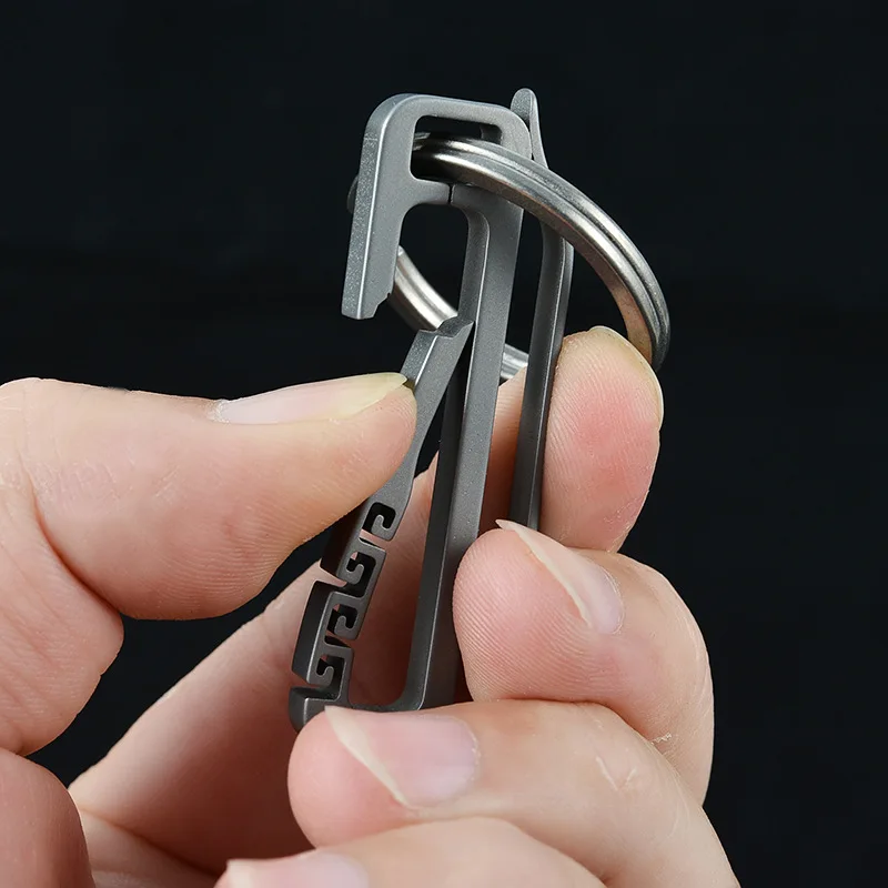 EDC Pure Titanium TC4 Hanging Spring Buckle Backpack Belt Clip Key Chain Car Pendant Key Holder for Men
