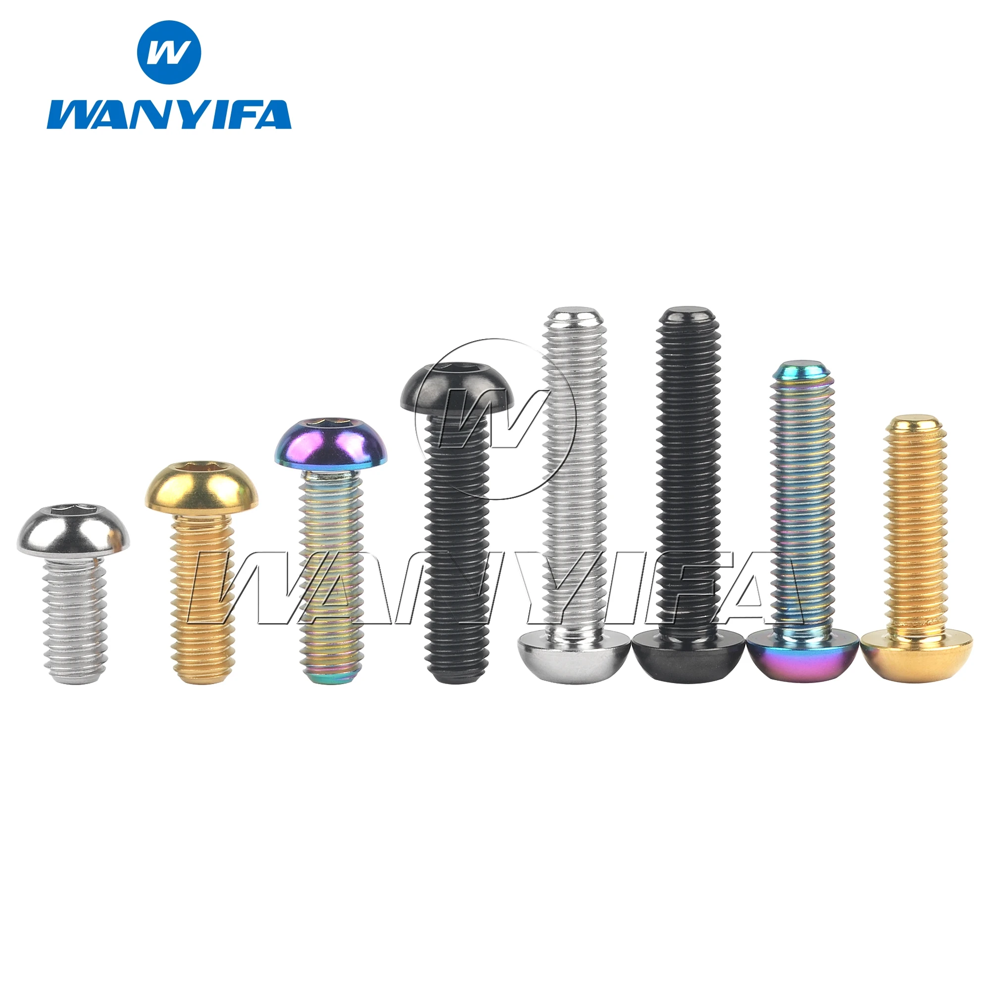 Wanyifa-Titanium Bolt, Ti, M6, M8 x 12, 15, 16, 20, 25, 30, 35mm, meia rodada parafusos de cabeça hexagonal, bicicleta, motocicleta, carro, ciclismo Refit