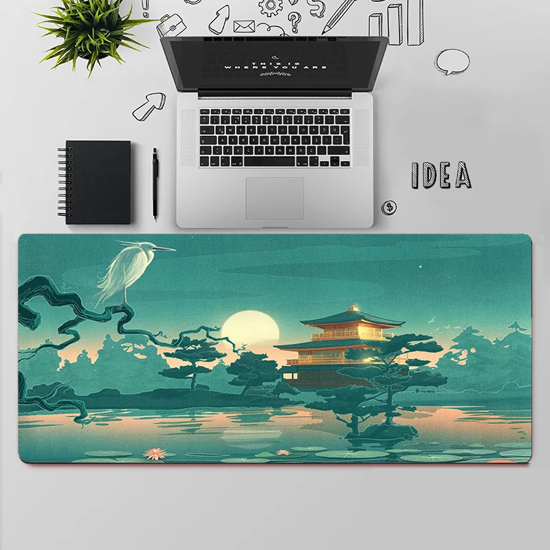 Grand tapis de souris de jeu pour ordinateur PC, accessoire de bureau, peinture artistique japonaise, XXL