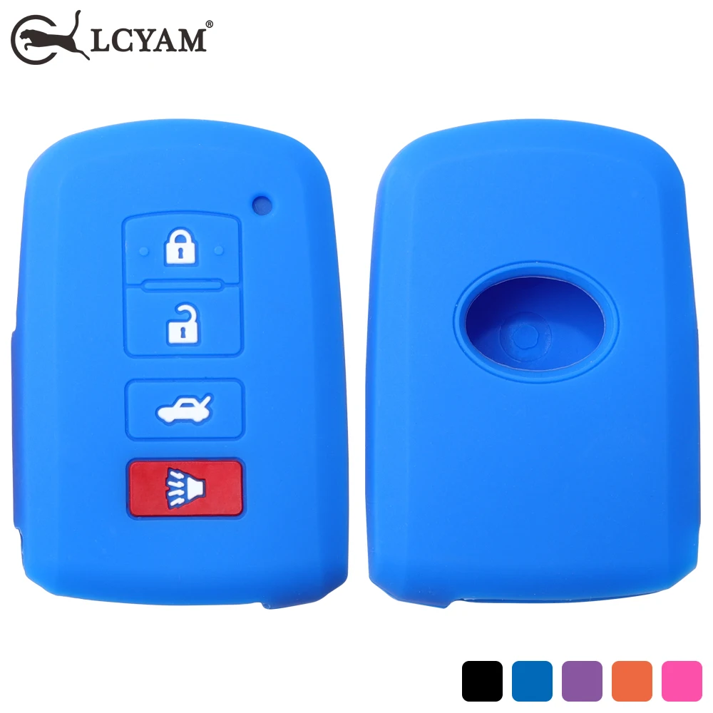 Silicone Remote Key Fob Cover Smooth Flexible Rubber Case 4 Buttons for Toyota Highlander 2018 2019 Corolla 2016 Rav4