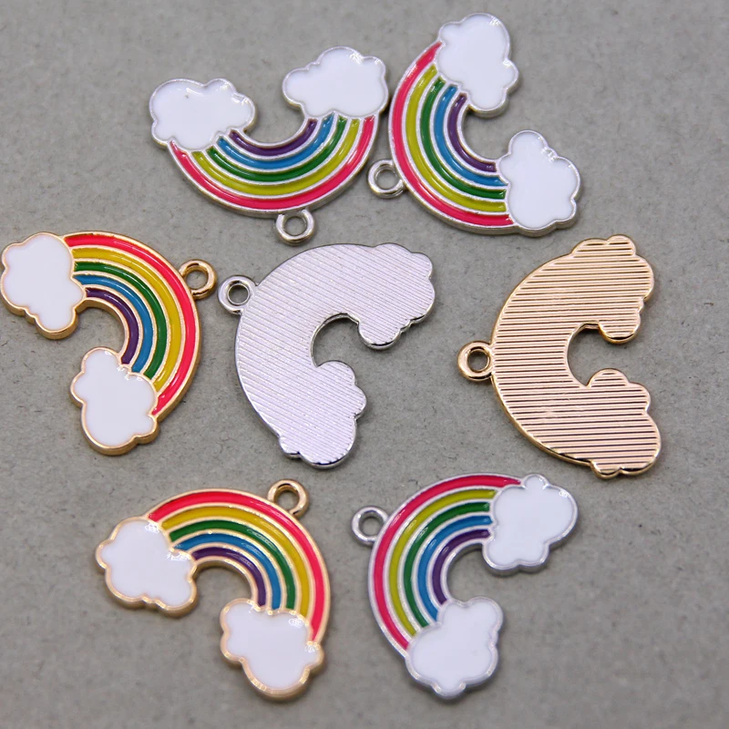 6pcs 20*24*2mm  Rainbow Cloud Shape Alloy Enamel Pendants Charms for Jewelry Making DIY Bracelet Necklace diy accessories