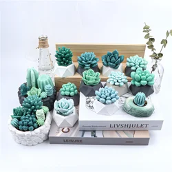 17 Styles Succulent Plants Silicone Candle Mold Eucalyptus Decorating Tools Wax 3D DIY Handmade Plaster Cactus Aromatherapy Soap