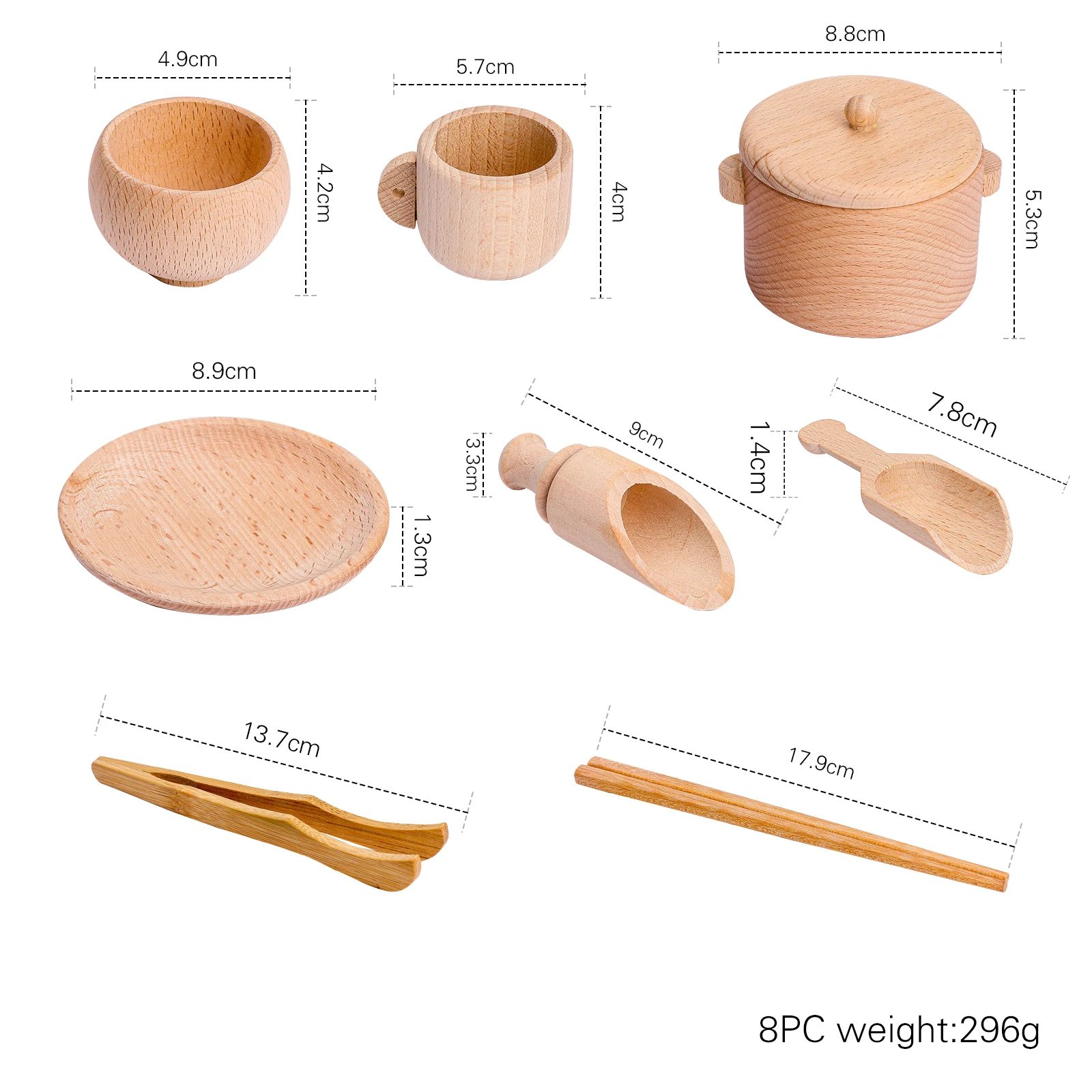 8 Pcs Montessori ชุดของเล่นจำลองไม้ชุดของเล่นปรับปรุง Baby Cognitive Ability อุปกรณ์เสริมของเล่นเพื่อการศึกษาของขวัญ