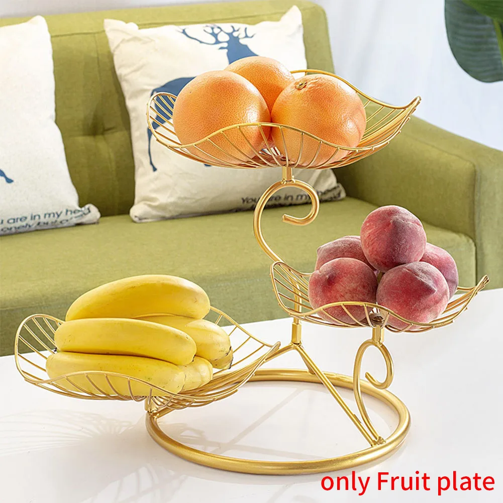 Three-layer Storage Tray Leaf Shaped Nordic Style Wire Basket Kitchen Organizer Home Decor Fruit Plate Snack Rack Living Room