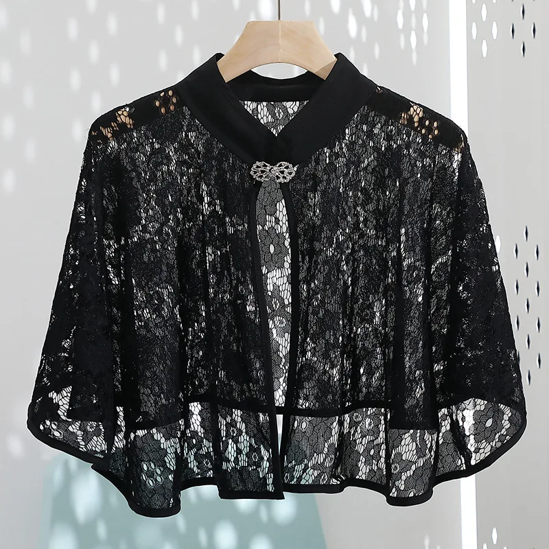 Black Lace Wedding Shawl Bridal Bruid Bolero Meisjes Jacket Shrugs Vrouwen Bruid Formele Avond Wrap Cape