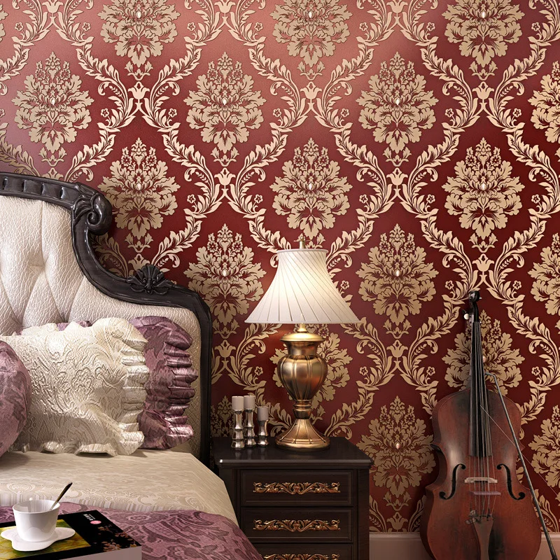 

10M Luxury European Style Non-woven Wallpaper TV Background Decor Classic 3D Embossed Wall Paper Roll Wallcovering Upholstery