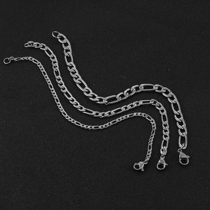 Klassisches Edelstahl-Figaro-Kettenarmband, Bestseller, Hochwertiger Schmuck für Männer und Frauen – Detail 1