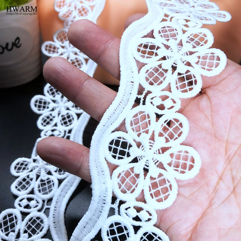 

10 ярдов, 5,3 см, цветок сливы, швейная обшивка, африканская кружевная ткань, Водорастворимая молочная шелковая вышитая занавеска, свадебные аксессуары