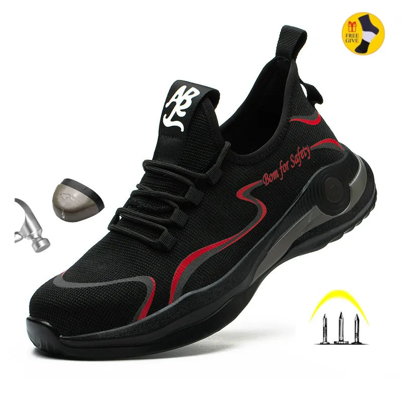 

Staleneus Lightweight Work Shoes For Men Steel Toe Sneakers Male Safety Shoes Indestructible Construction Security Boots