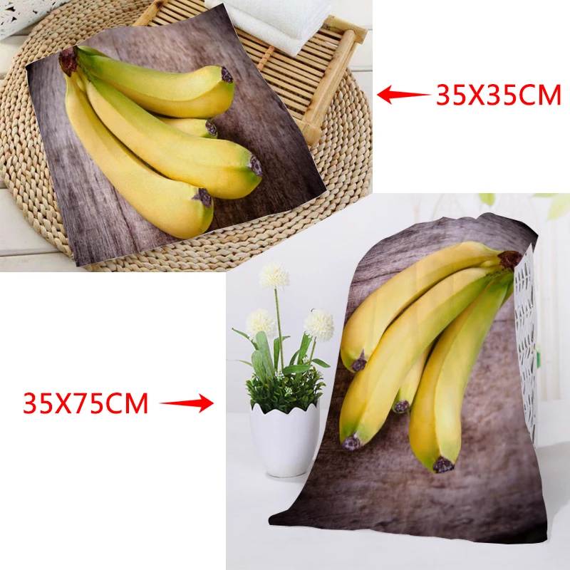 New Fruit Pattern Banana Towels Size 35x35cm 35x75cm Square rectangle Towels Printing Cotton Face Towel Fabric Custom logo