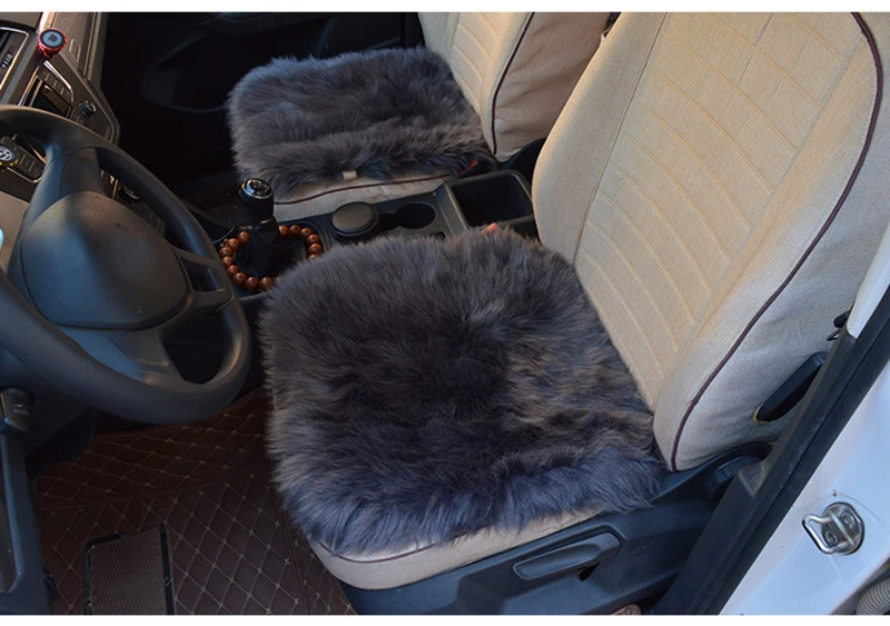45*45cm Luxurious Natural Fur Authentic Soft Fluffy Wool Sheepskin Car Seat Cover for Automobile Interior Accessory Seat Cushion