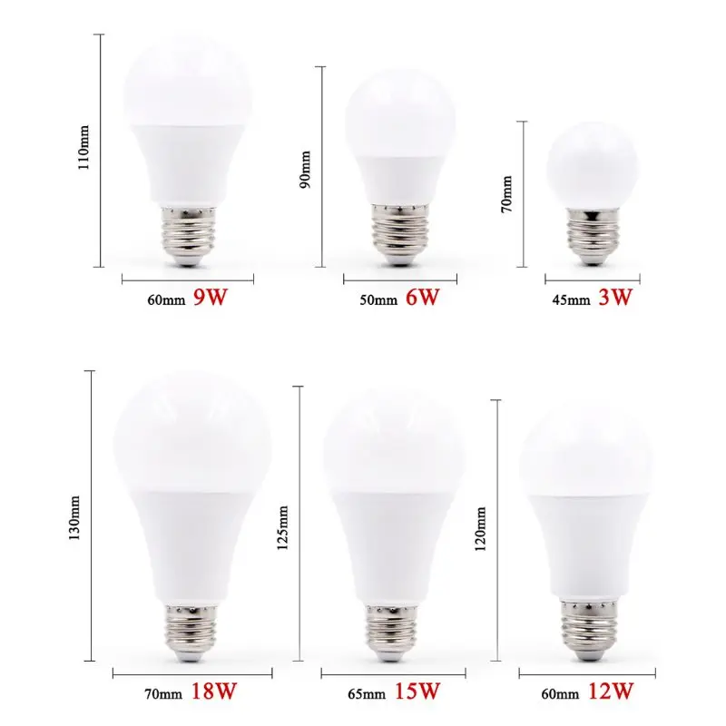 1PC lampada a LED E14 3W 5W 7W 9W 12W 15W 18W 20W E27 lampadina a LED Smart IC potenza reale per soggiorno camera da letto illuminazione domestica