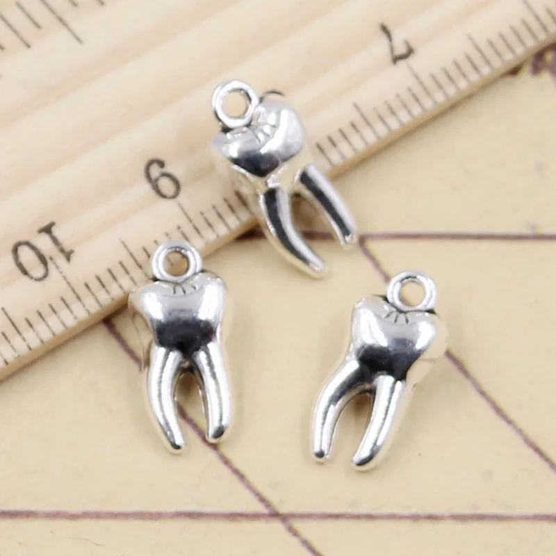 10 sztuk Charms 3D Zombie zębów Molar 16x8x5mm tybetański brąz srebrny kolor wisiorki antyczne tworzenia biżuterii DIY Handmade Craft