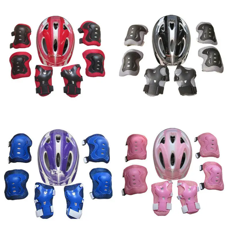 7PCS Toddler Girls Boys Protect Helmet Knee Elbow Wrist Pad Set for Cycling Skate Helmet for Roller Skating Ski Protective Gear