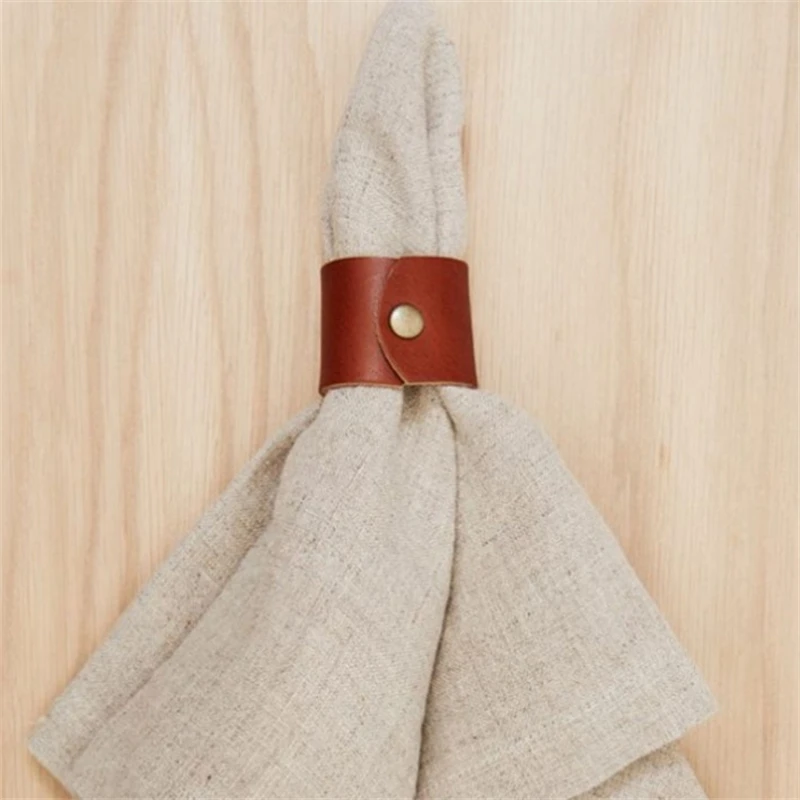 Leather Napkin Ring Rope Hotel Tabletop Napkin Ring For Home Dinning Room Hotel Party Dinner Christmas Table Decoration