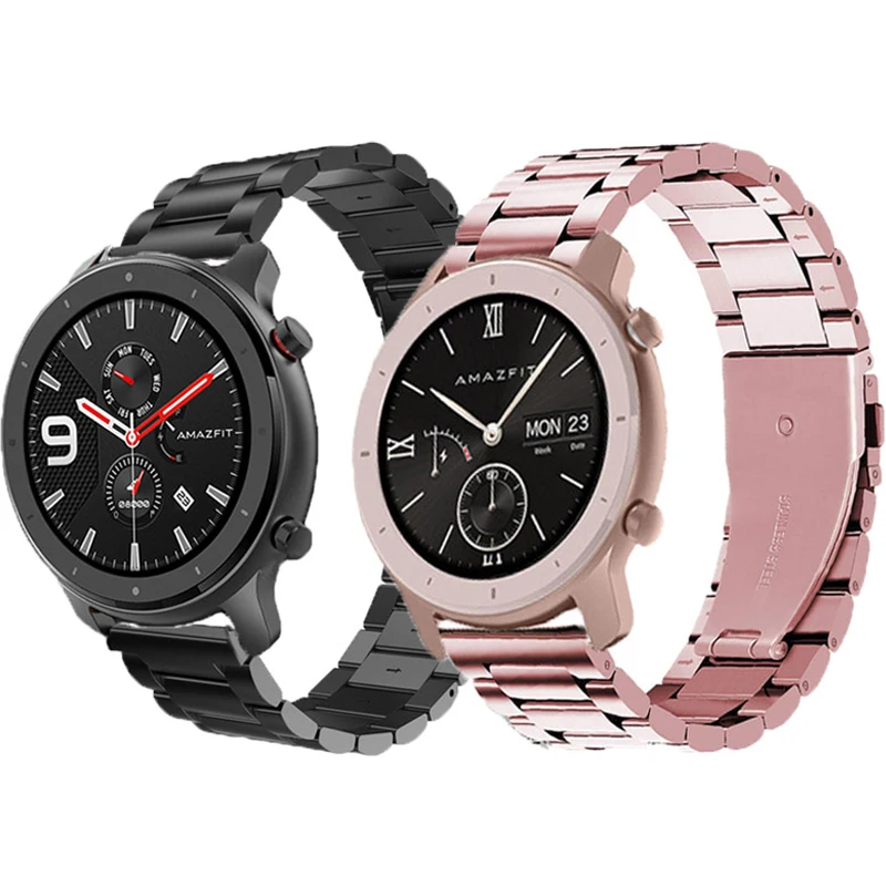 20MM 22MM pasy dla Xiaomi Huami Amazfit GTR 42MM 47MM 2E/GTS 2 inteligentny zegarek pasek ze stali nierdzewnej wymienić pasek dla Amazfit Pace