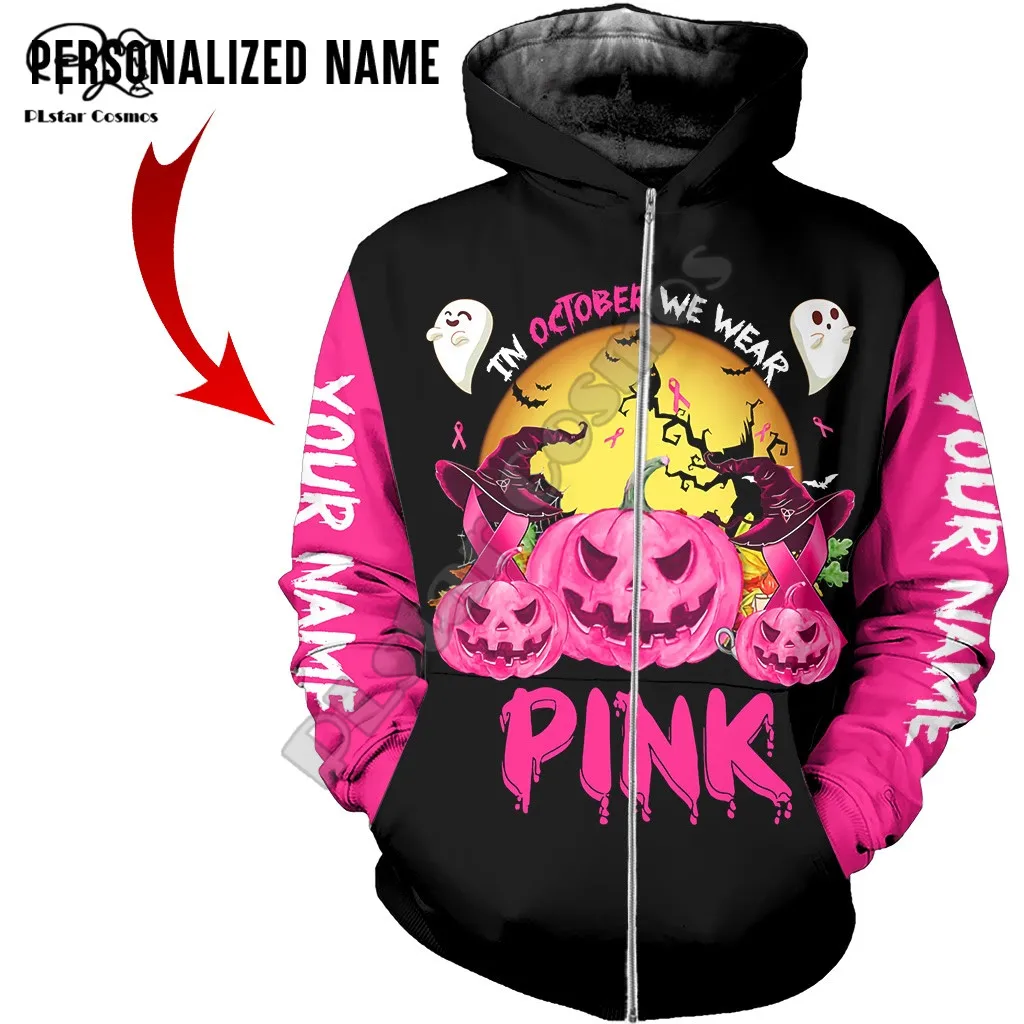 

PLstar Cosmos Breast Cancer Warrior Fighter 3D Printed Hoodies Sweatshirts Zip Hooded For Men/Women Casual Streetwear Style-B04