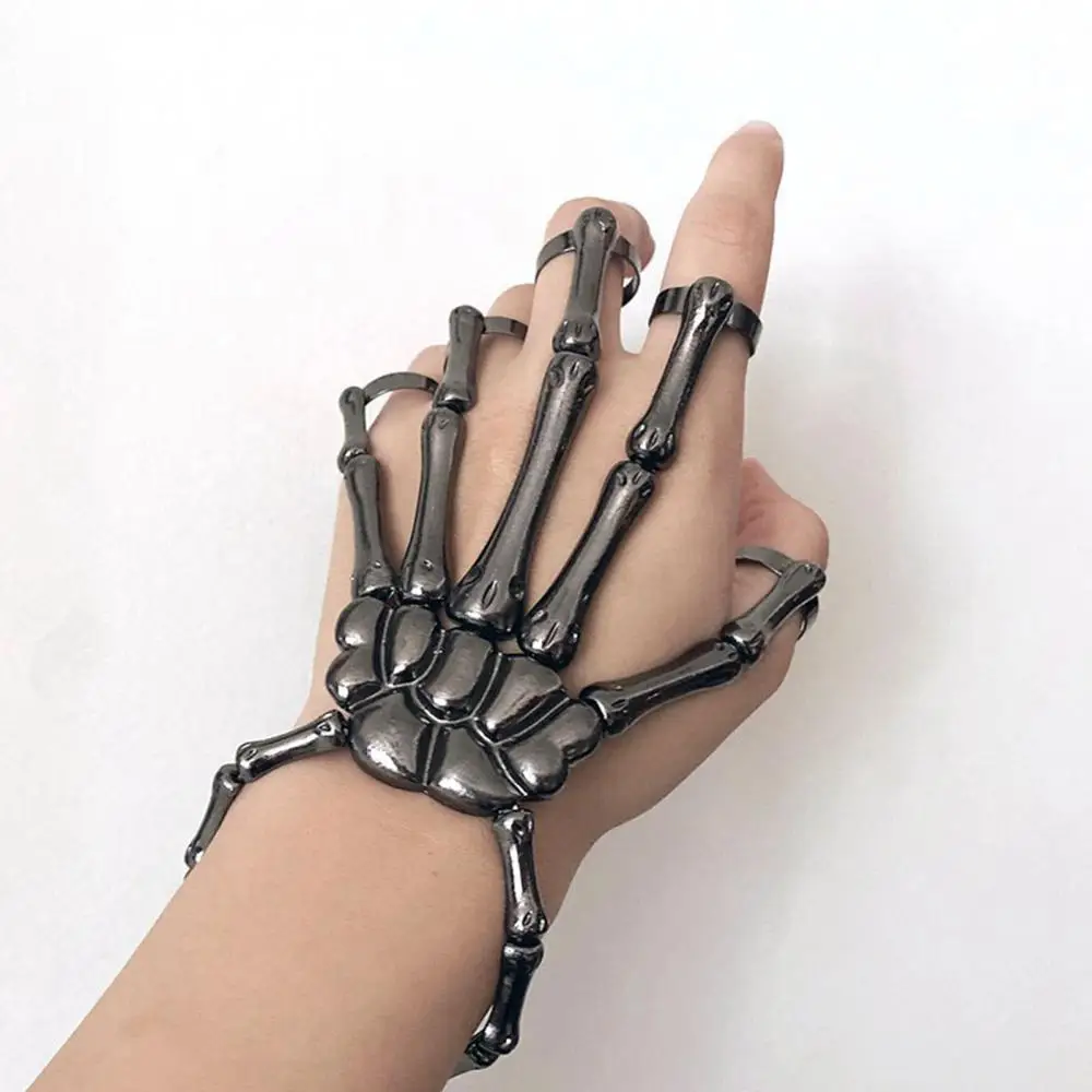 Halloween Bracelet For Women Gothic Punk Hand Skull Skeleton Elasticity Adjustable Bracelet Bangles Femme Party Accessories