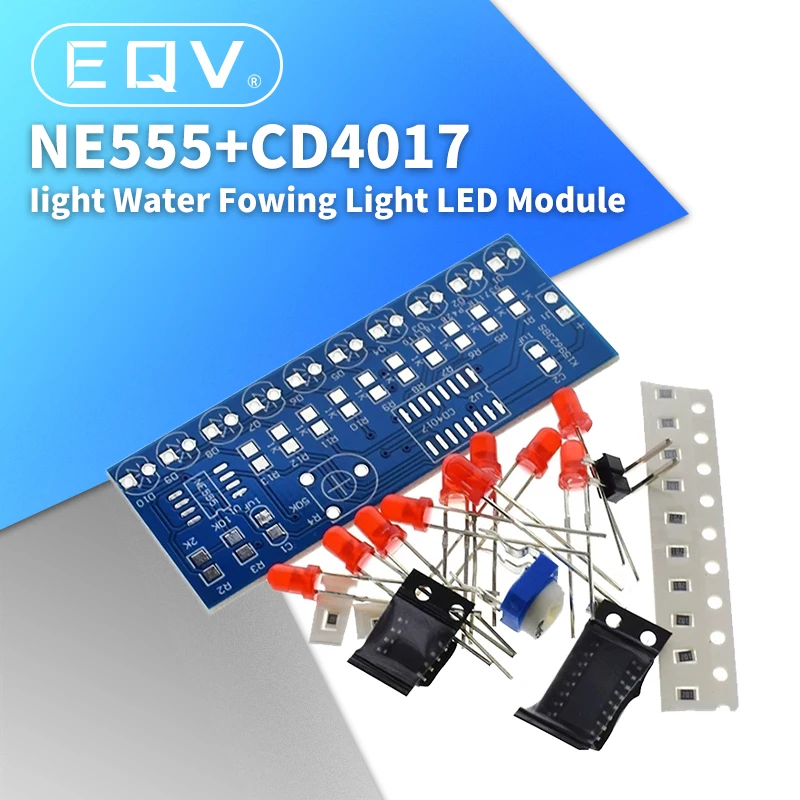 Smart Electronics Kits NE555+CD4017 Light Water Flowing Light LED Module DIY Kit Learn electronic principles, children's lab