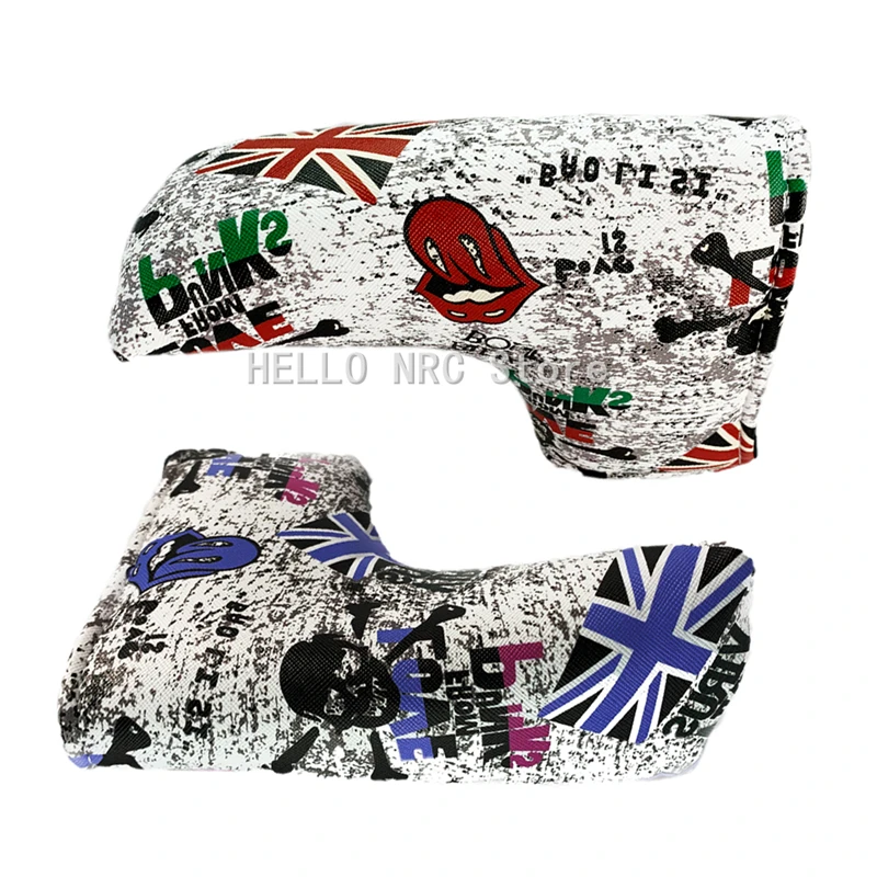 Golf Club Headcovers Blade Putter Covers  Skull printing Red Blue 1 Pcs Magic Sticker