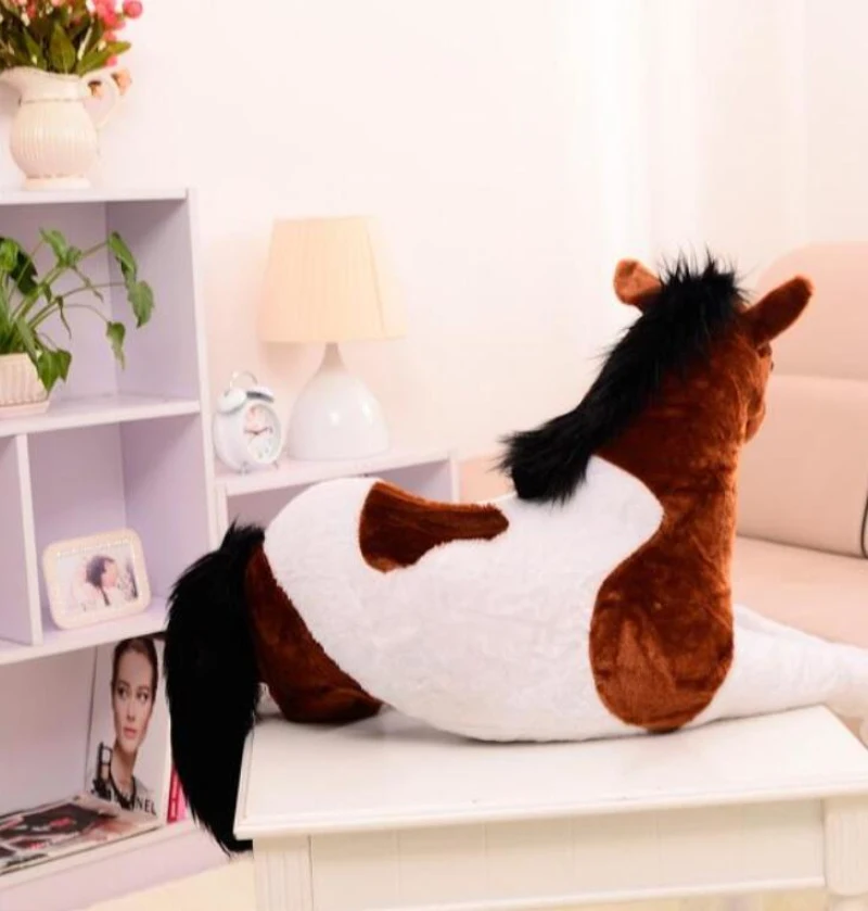 70*40cm Giant Stuffed Simulation Animal Horse Plush Toy Prone Horse Doll Kids Children Birthday Xmas Gift Home Decoration