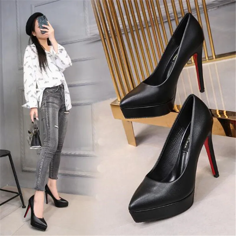 Women\'s Pumps Shoes Sexy Thin Heel High Heels 12CM Pointed Pumps Women Shoes Platform Wedding Shoes Party Shoes