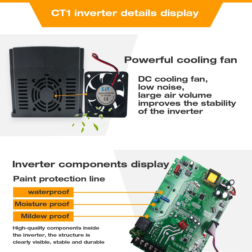 Convertidor de frecuencia de velocidad regulowany, Inversor VFD, 1,5KW/2,2KW, ZW-CT1, 3P, 220V, Salida para silnika