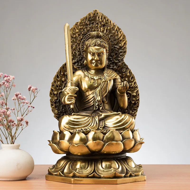 

27CM large Acalanatha Almighty God buddha # Home family Lobby hall Temple Effective protection FENG SHUI brass buddha statue