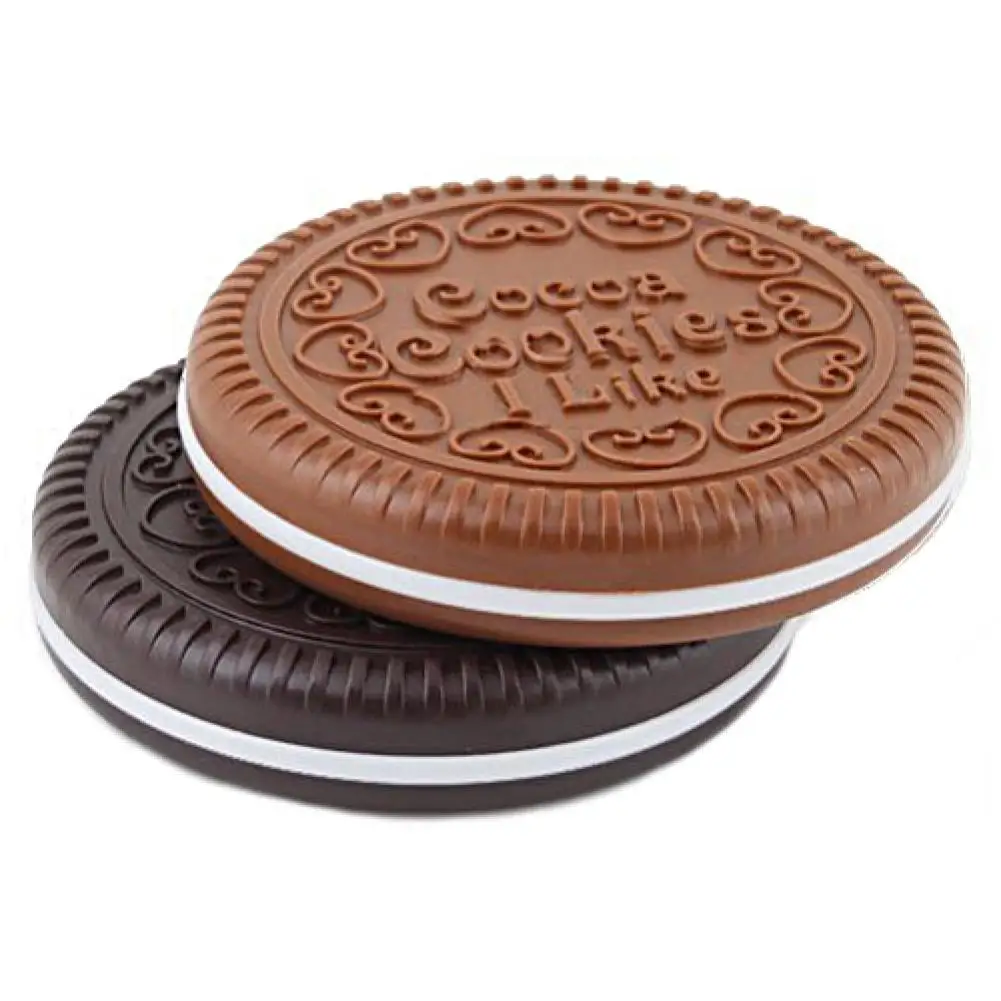 

Pocket Mirror Make up Mirror Mini Dark Brown Cute Chocolate Cookie Shaped With Comb Cute Cookie Shaped Design Mirror Set