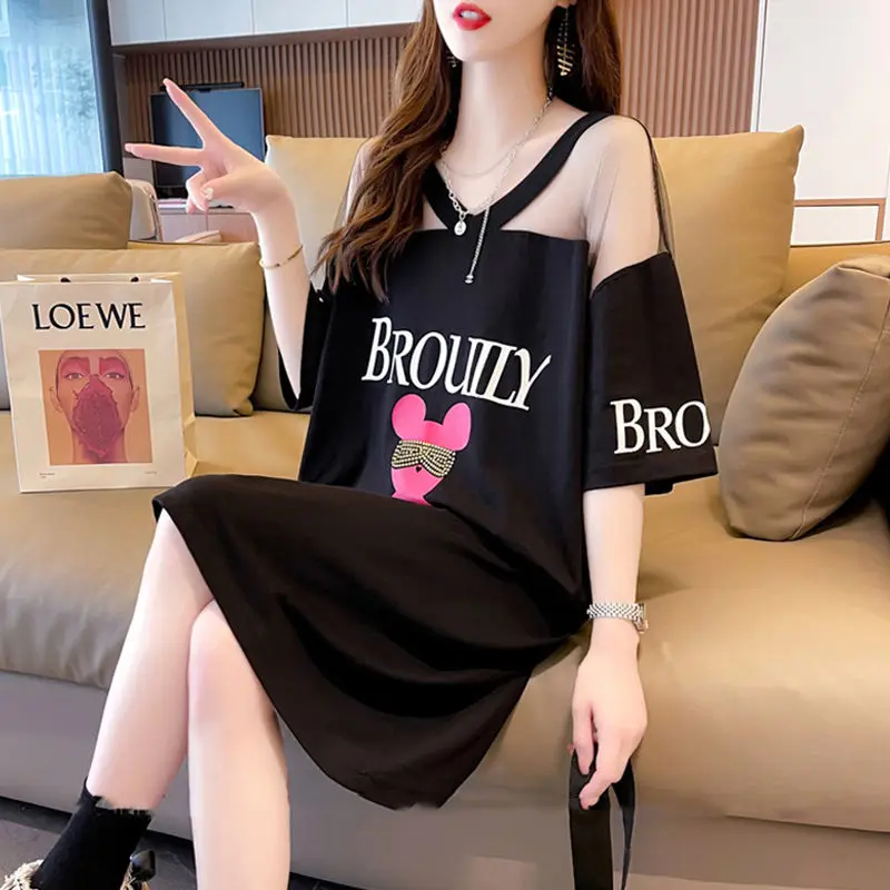 Aesthetic Fashion Women T-shirt Summer T Shirt Short Sleeve Graphic Clothes Midi Pulovers Loose Backless Aesthetic Tops Casual