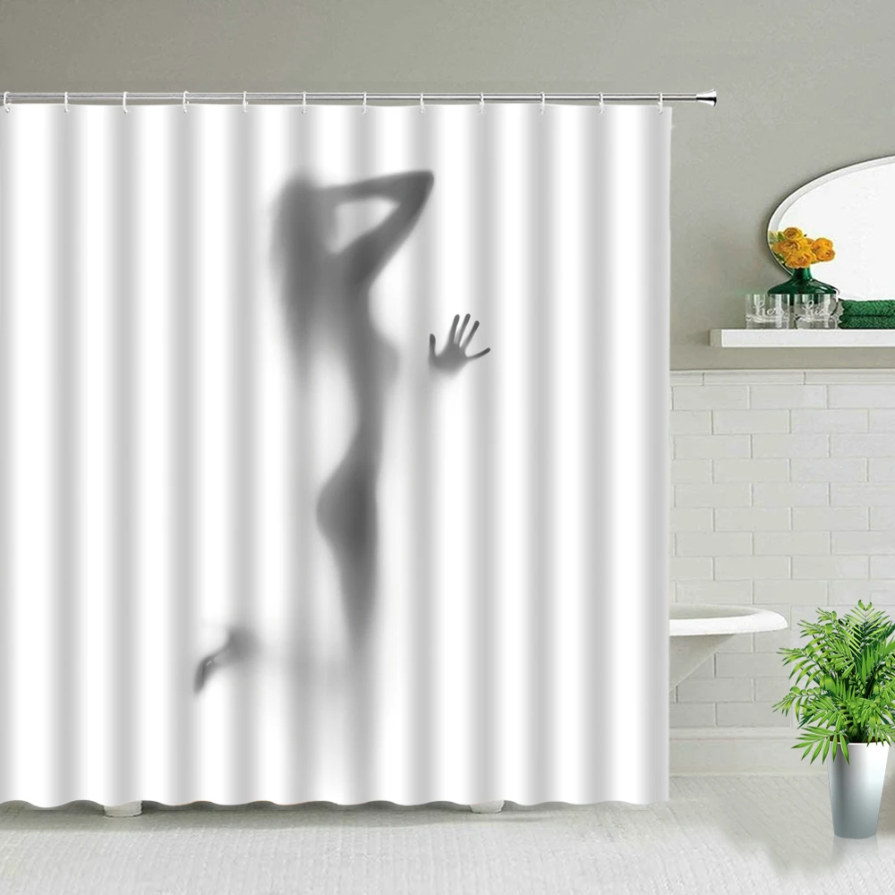 Sexy Woman Buttocks Printing Shower Curtains Sunlight Beach Girl Landscape Bathroom Decor Fabric Washable Bath Screen With Hooks