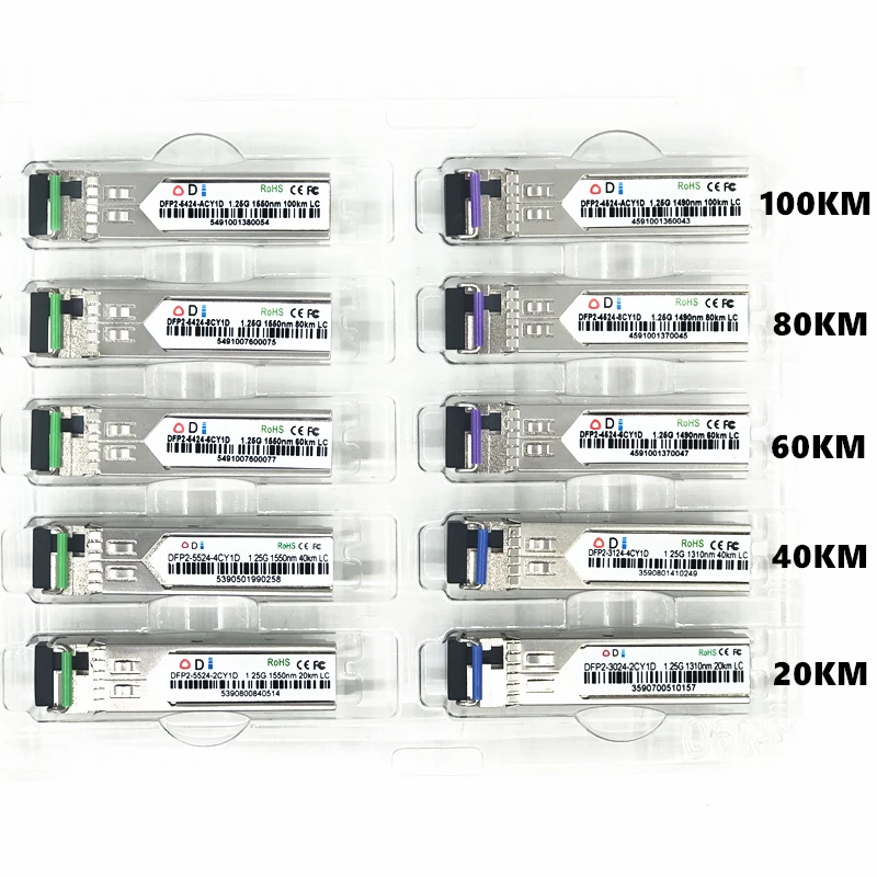 LC SFP Fiber Opticโมดูล1.25G LC 20/40/60/80/100KM 1310/1490/1550nm Single FiberโมดูลแสงSFP TransceiverสำหรับONU OLT