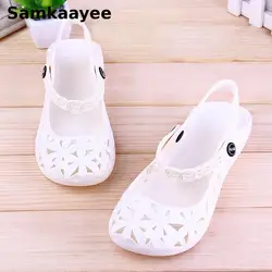 Size 36-40 Womens Sandals Summer Female Garden Shoes Slip-On Clogs Solid Hollow Flats Soft Bottom Breathable Jelly Zapatos y14