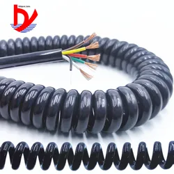 Wire spring spiral cable 2 core -3-4-5-6-8-9-10-12 core 0.2mm0.3mm0.5mm black and white power cord can extend the tensile wire