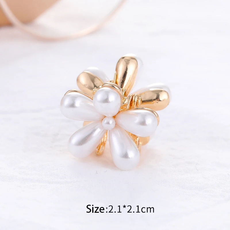 Jepit Rambut Mini Bunga Kepiting Mutiara Kecil Dekorasi Jepit Rambut Jepitan Rambut Kepiting Mini untuk Anak Perempuan