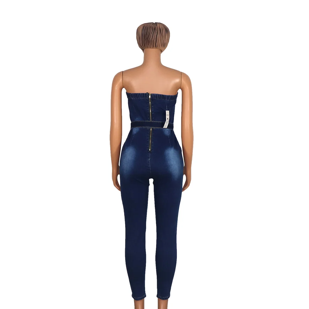 African mom jeans fashion tube top stretch one-piece jeans European and American Russian quality jeans