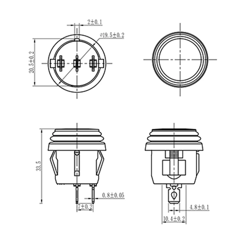 Kcd1 interruptor redondo pequeno, à prova d'água, ip67, 3 pinos, para pc, mini botão de energia