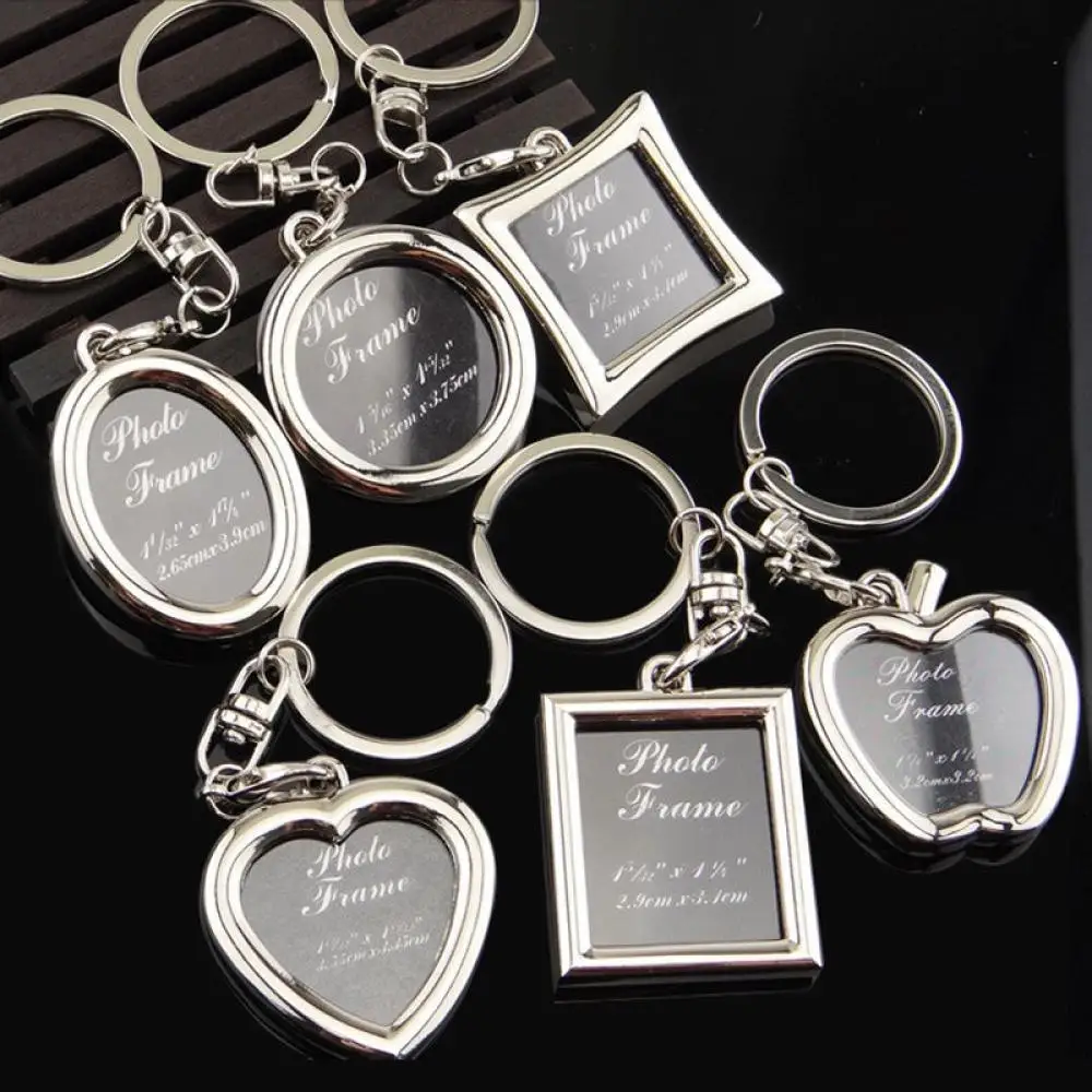 Metal Alloy Insert Personalised Picture Photo Frame Heart Square Apple Shaped Key Ring Keychain Fob Love Crafty Gift