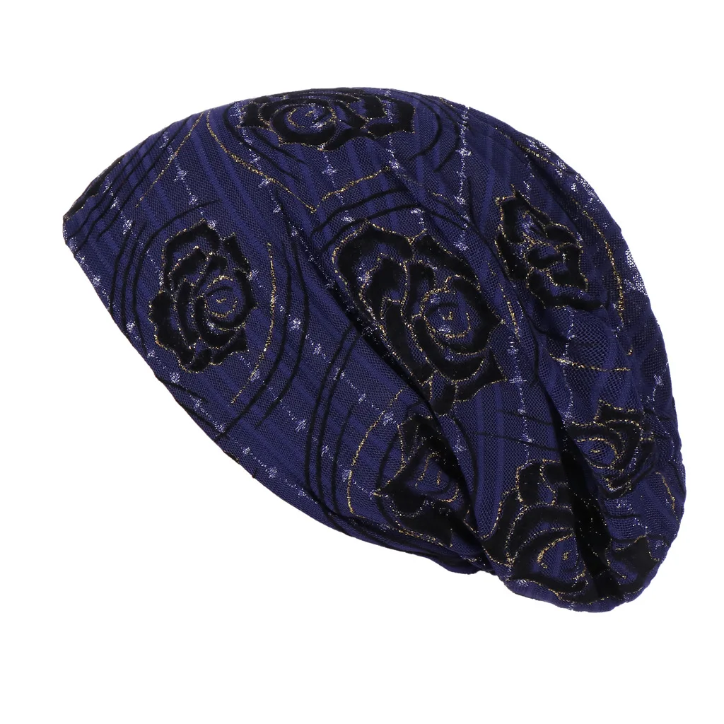 New Women\'s breathes Leaves Print Cotton Turban Head Hat Chemo Beanies Cap Headgear Female Headwear Headwrap Hair Accessories