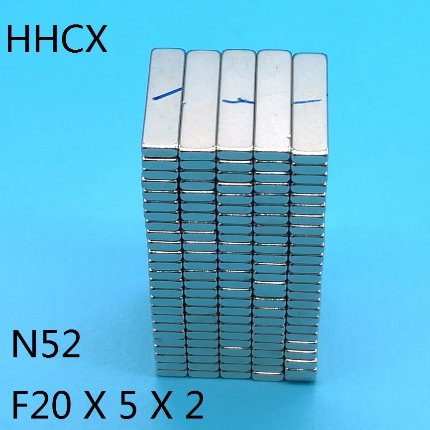 10 20 50PCS/LOT N52 Block NdFeB Magnet 20*5*2 Standard Strong Rare Earth Permanent Neodymium Magnets 20x5x2