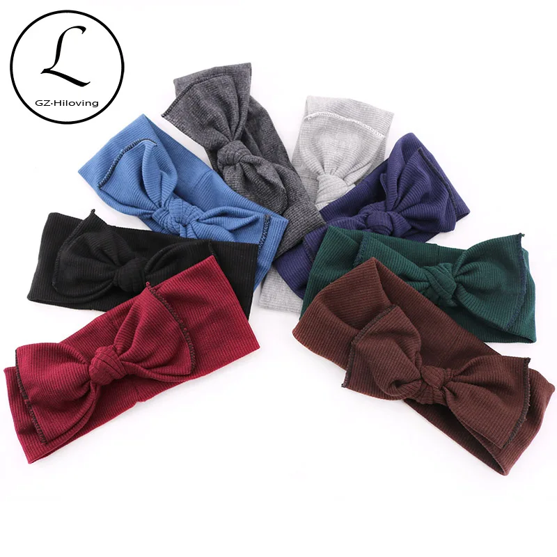 

Baby Bows Headbands For Baby Girl Accessories Infant kids Turban Boho Cotton Ribbed headwrap head bands for baby girls wholesale