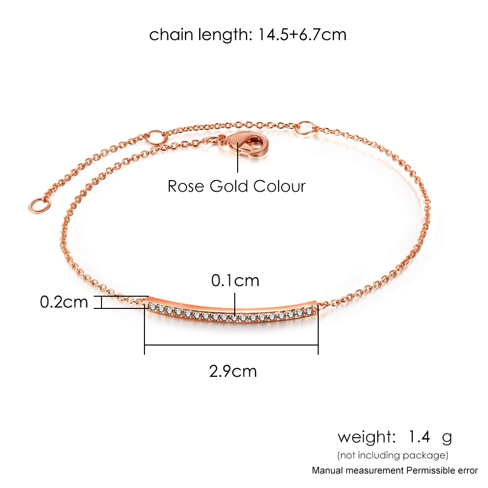 ZHOUYANG Top Quality ZYH126 Concise Crystal Rose Gold Color Bracelet Jewelry  Austrian Crystals