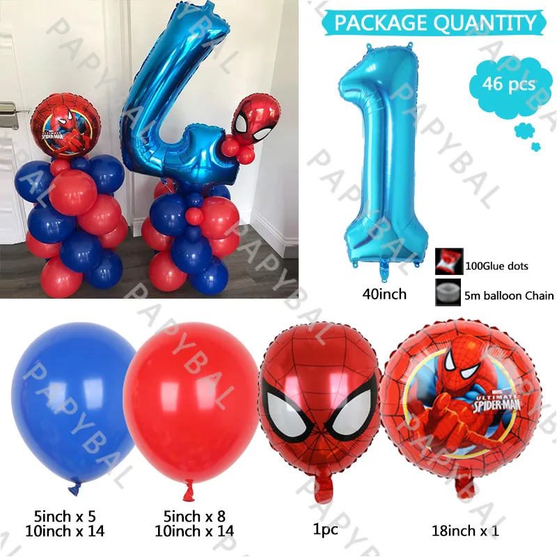 46Pcs Marvel Spiderman Foil Balloon Set 40