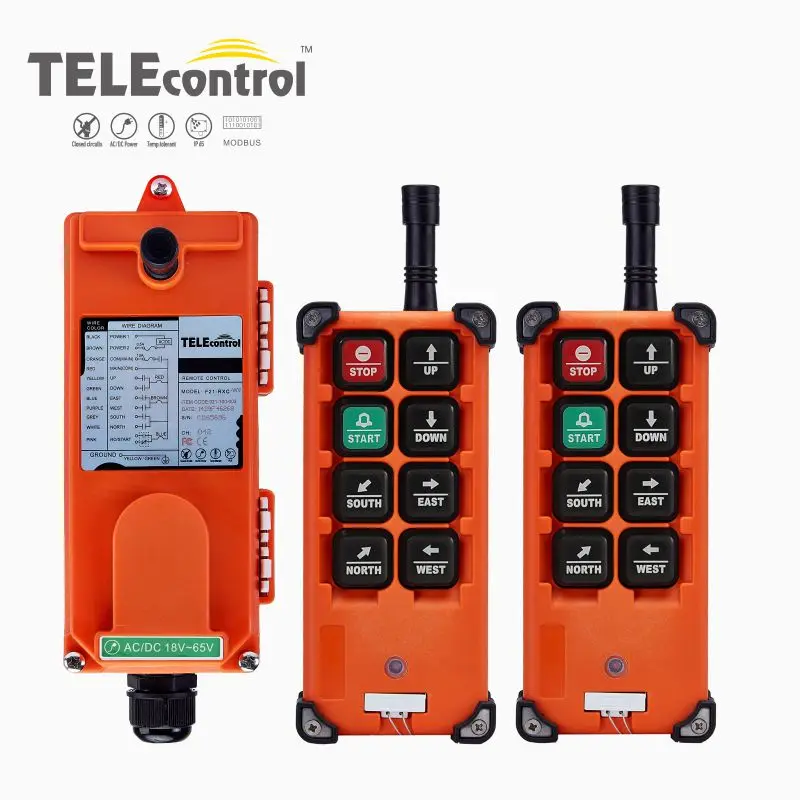 Industrial Remote Control Switch F21-E1B 2 Transmitters 1 Receiver 8 Buttons for Truck Hoist Crane