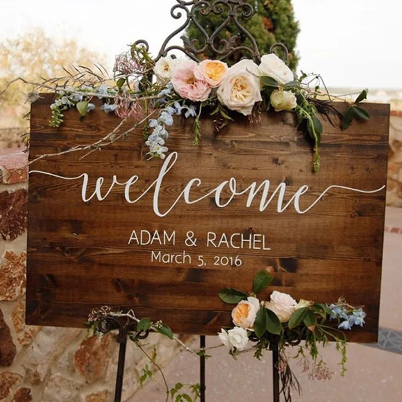 Unique Personalized Wedding Welcome Sign Wood,Large Rustic Welcome Wedding Sign,Custom Engagement Wedding Party Entrance Signs