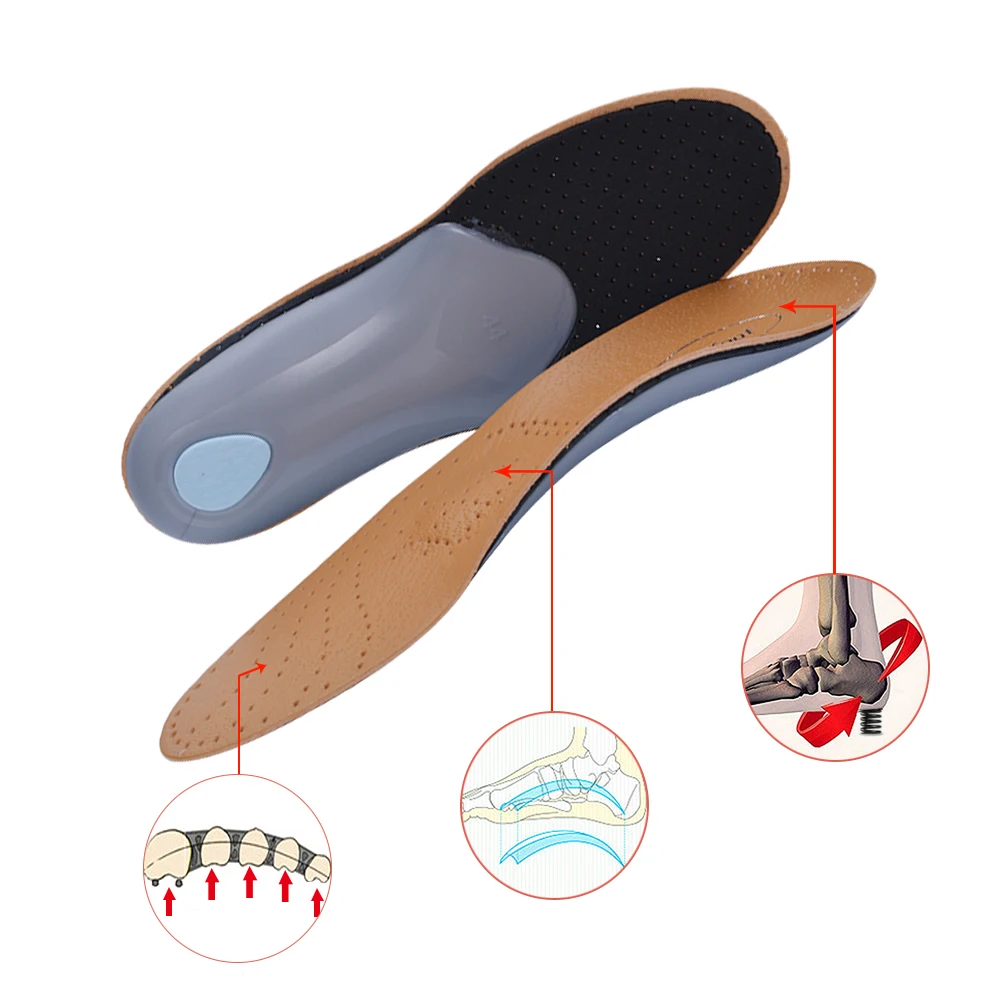 

Leather Orthotic Insole For Flat Feet Arch Support Orthopedic Shoes Sole Insoles For Feet Men Women O/X Leg Corrected Care Pad