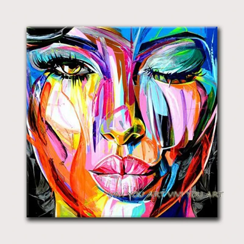 Handmade Wall Art Oil Painting hand painted portrait Wall Decor Knife Face Canvas Oil Painting Hand Painted painting picture art