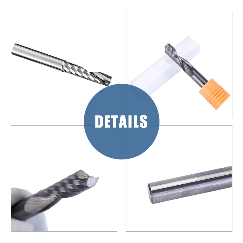 UCHEER 1pc 3.175mm single flute end mill for wood processing CNC  Cutters Carbide Tools Milling Cutter for MDF Plywood