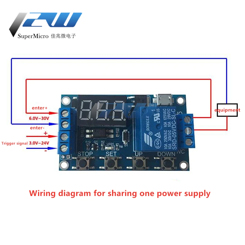 DC 6-30V Relay Module Trip Delay Switch Circuit Timer Adjustable Cycle  Control Off Switch Delay Time Relay 6V 9V 12V 24V(1 PCS)