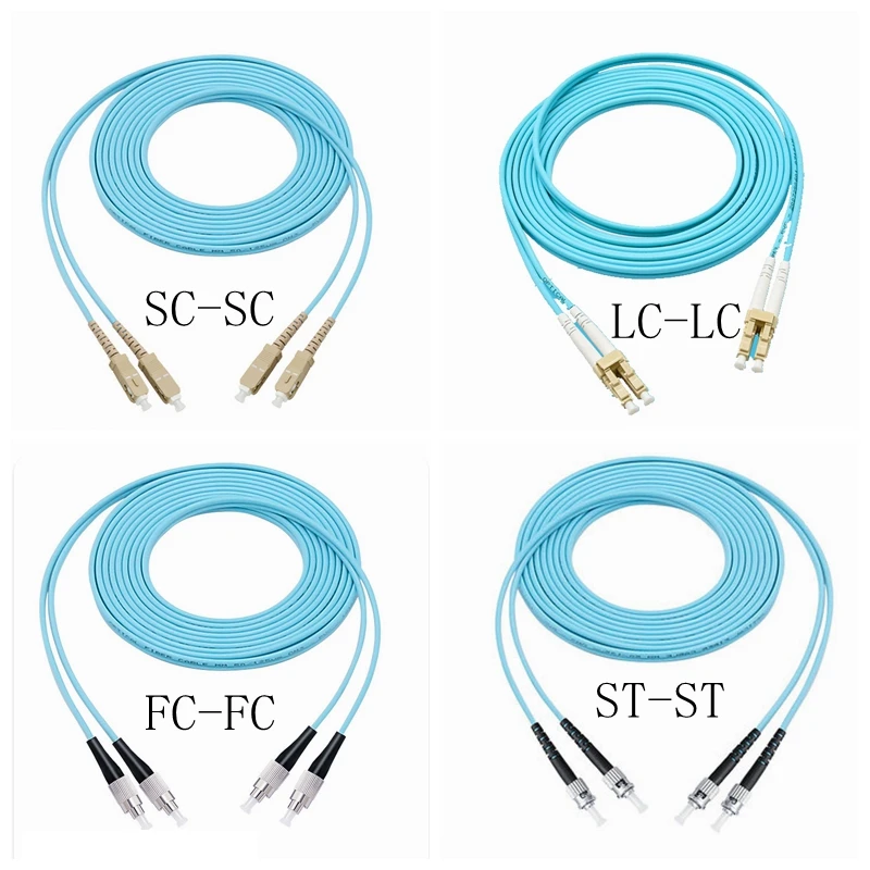 10pcs/lot LC-LC SC-SC FC-FC ST-ST Multi-Mode OM3 Fiber Cable Multimode Duplex Fiber Optical Jumper Patch Cord